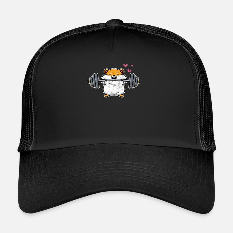 Dwarf Hamster Muscle Training Weightlifting Fitnes Trucker Cap