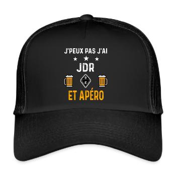 je peux pas j'ai jdr jeu de rôle et apéro - Casquette trucker  - noir/noir - Devant
