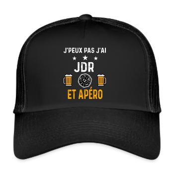 je peux pas j'ai jdr et apéro - Casquette trucker  - noir/noir - Devant