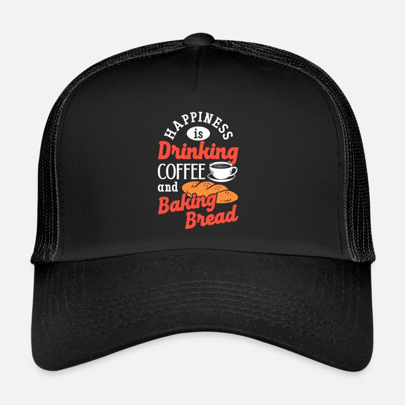 Backen Brot Kaffeetrinken Koffein Brotbäcker - Trucker Cap - Schwarz/Schwarz