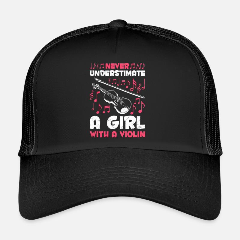 Unterschätze niemals ein Mädchen mit einer Geige - Trucker Cap - Schwarz/Schwarz