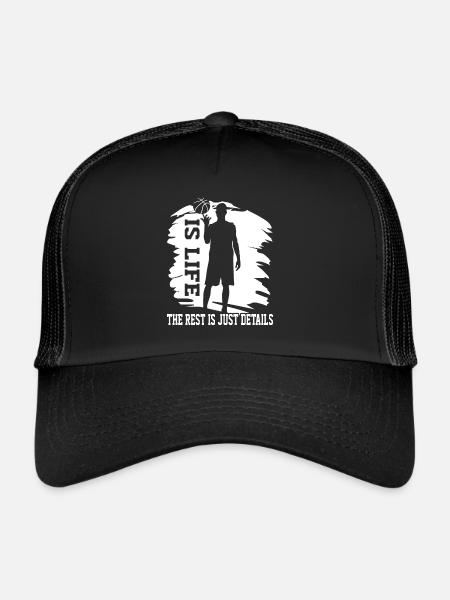Basketball Is Life Rest Is Détails Basketball Player - Casquette trucker  - noir/noir - Devant