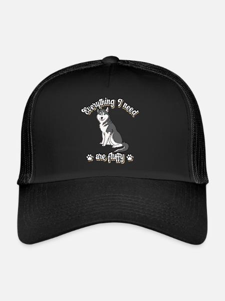 Tout ce dont j’ai besoin est moelleux chien doux Gris - Casquette trucker  - noir/noir - Devant