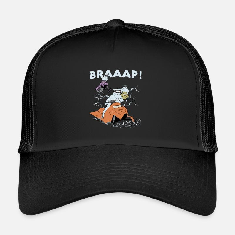 Polar bear rides snowmobile Braap Design Trucker Cap