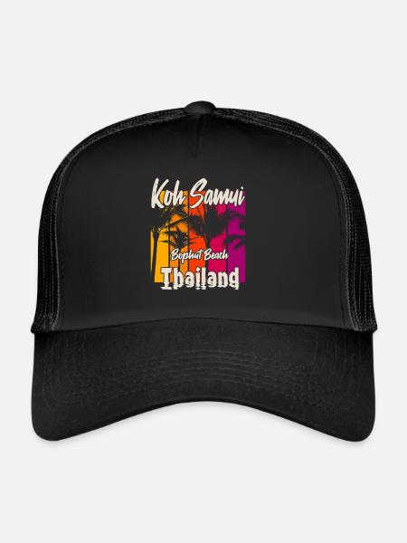 Koh Samui Thaïlande Bophut Beach - Casquette trucker  - noir/noir - Devant
