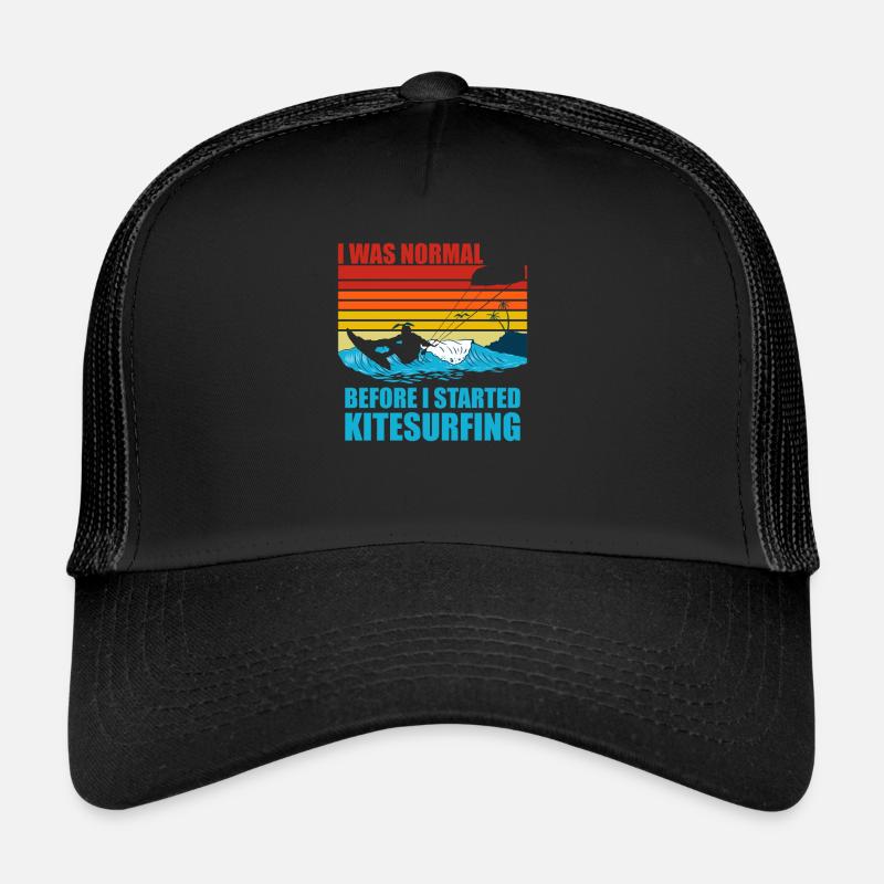 Ich war normal vor dem Kitesurfen lustiges Kitesurfen - Trucker Cap - Schwarz/Schwarz