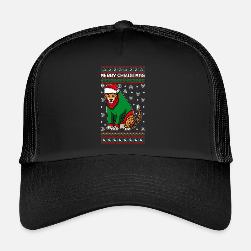 Léopard avec pull de Noël moche Casquette trucker 