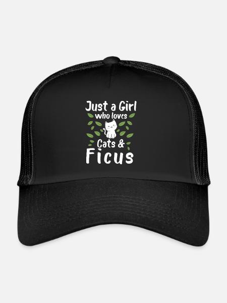Juste une fille qui aime les chats et les ficus - Casquette trucker  - noir/noir - Devant