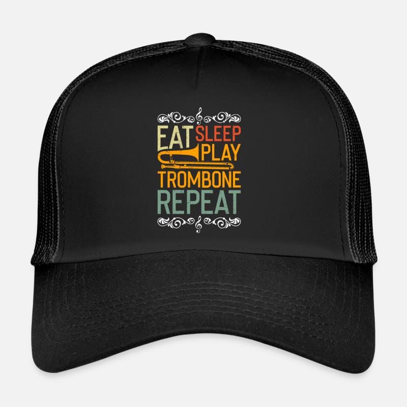Alimentation Sommeil Jouer Trombone Répéter Trombone - Casquette trucker  - noir/noir