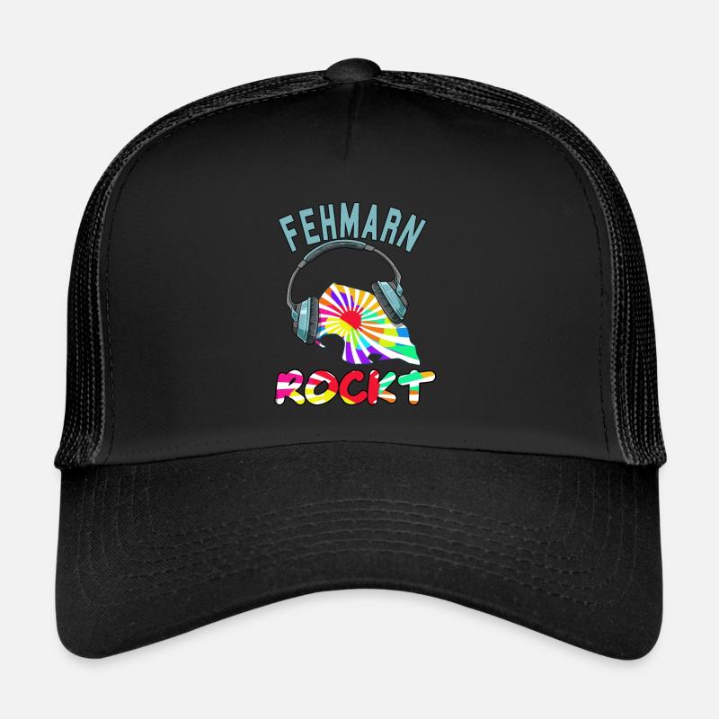 Fehmarn Rockt - Trucker Cap - Schwarz/Schwarz