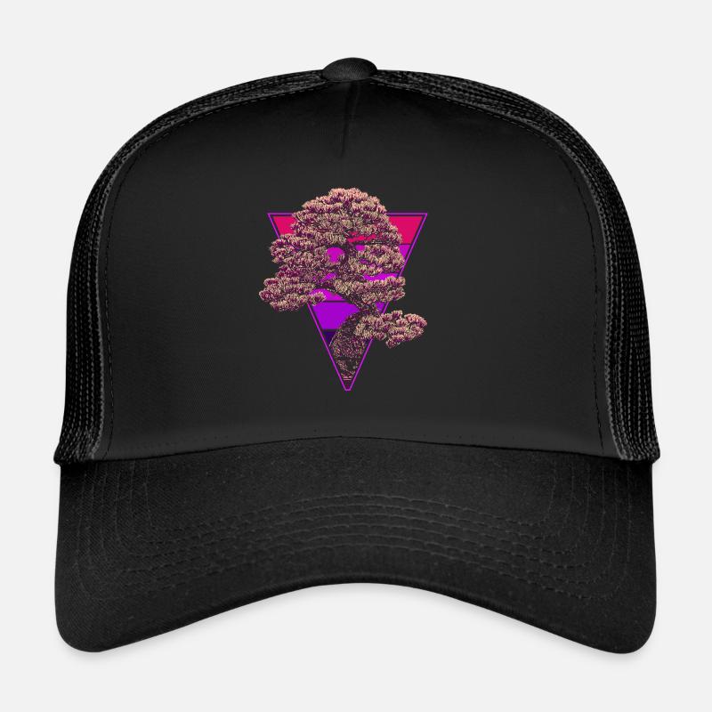 Bonsaï coloré - Casquette trucker  - noir/noir