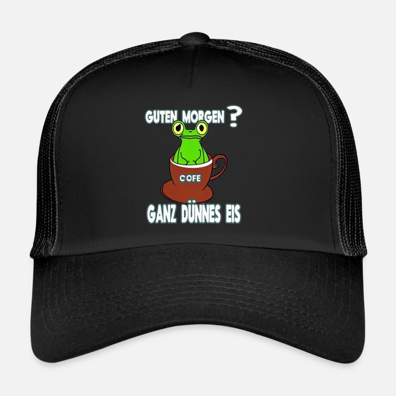 Ganz Dünnes Eis Morgenmuffel Frosch Kaffee - Trucker Cap - Schwarz/Schwarz