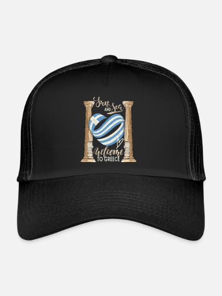Grèce, Soleil et Mer Ruines antiques - Casquette trucker  - noir/noir - Devant
