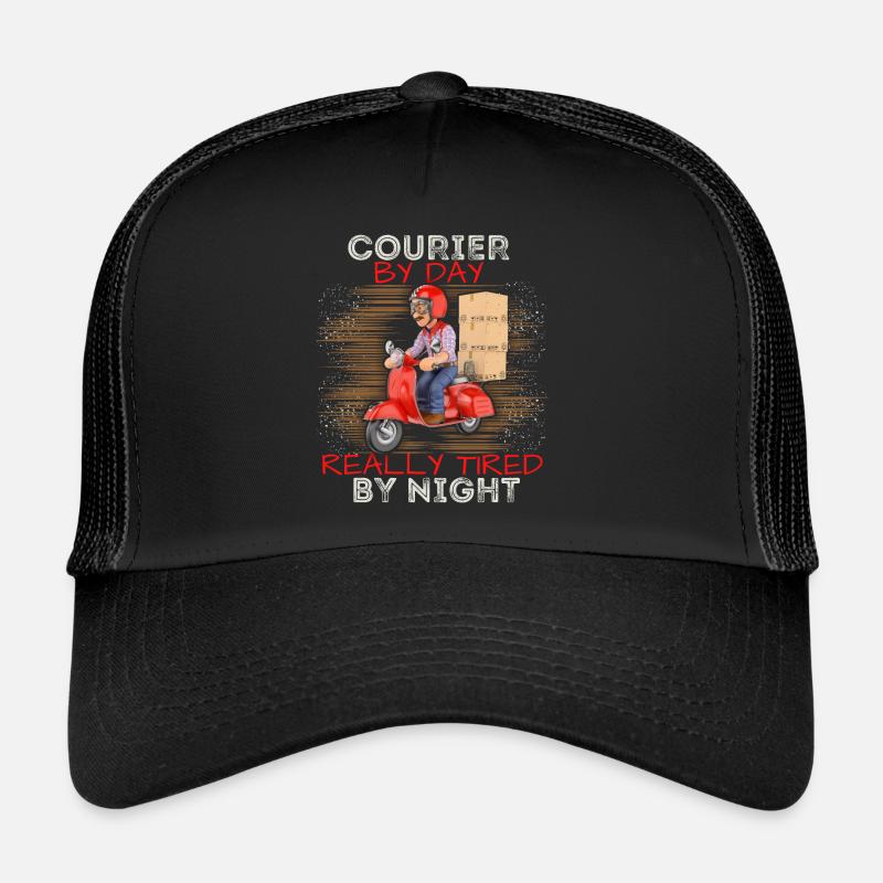 Kurier Kurierfahrer Paketzusteller lustiger Spruch - Trucker Cap - Schwarz/Schwarz