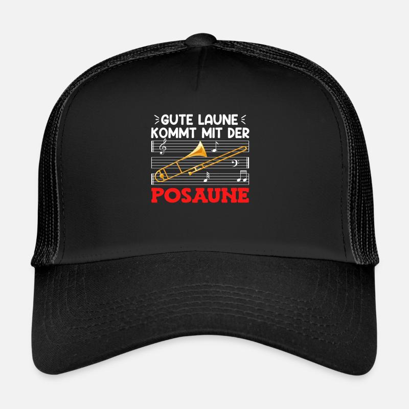 Musiker Laune kommt mit der Posaune - Trucker Cap - Schwarz/Schwarz