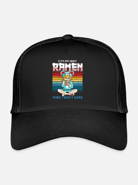 Drôle de style kawaii Ramen Lover Girls - Casquette trucker  - noir/noir - Devant