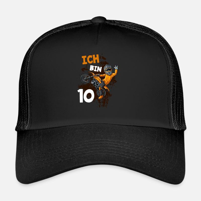 Ich bin 10 Jahre Cross Motorrad 10. Geburtstag Trucker Cap