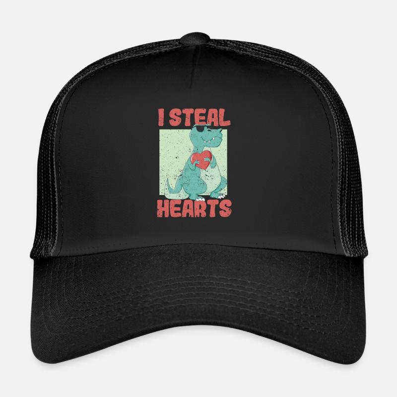 Je vole des cœurs drôles de dinosaures de la Saint-Valentin Casquette trucker 
