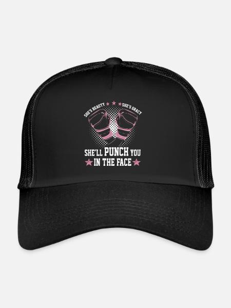 Femmes Gants de boxe Coquille Vous frapper au visage - Casquette trucker  - noir/noir - Devant