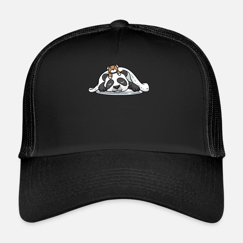 Lustiger Schlafender Panda Mit Schlafendem - Trucker Cap - Schwarz/Schwarz