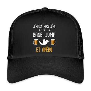 je peux pas base jump - Casquette trucker  - noir/noir - Devant