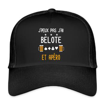 je peux pas belote - Casquette trucker  - noir/noir - Devant