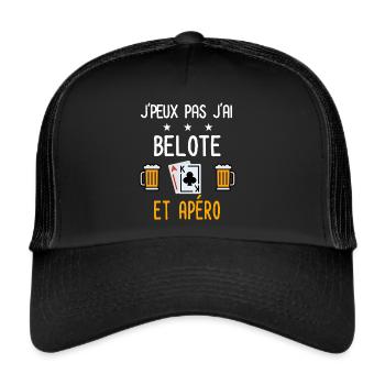 je peux pas belote cartes - Casquette trucker  - noir/noir - Devant