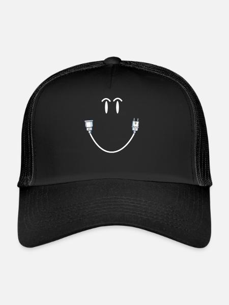 Laughing Face Plug Power Electrician sourire - Casquette trucker  - noir/noir - Devant