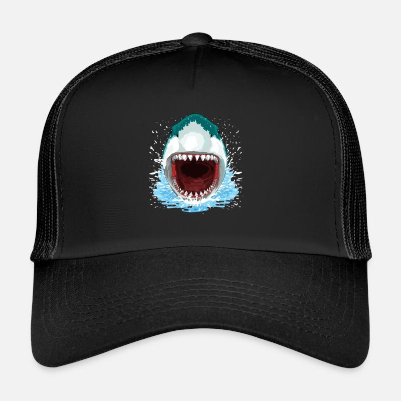 Requin Bouche Ouverte Dents Requin Blanc Casquette trucker 