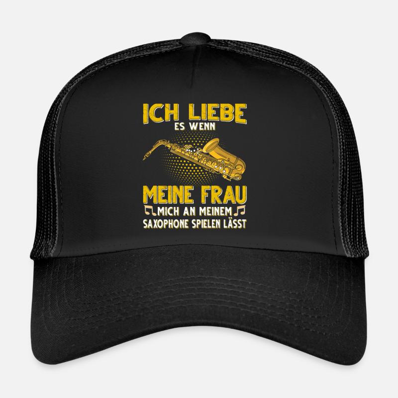 Saxophon. - Trucker Cap - Schwarz/Schwarz