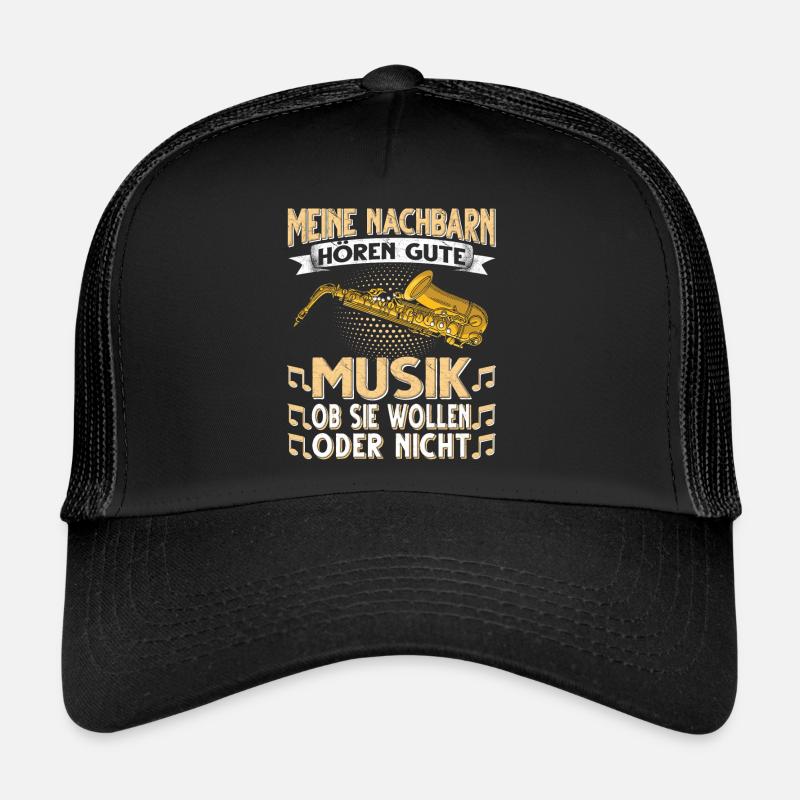 Saxophon. - Trucker Cap - Schwarz/Schwarz