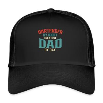 Barman By Night Greatest Dad By Day Shirt - Casquette trucker  - noir/noir - Devant