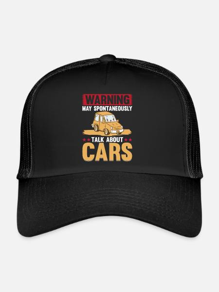 Avertissement Peut parler spontanément de voitures - Car Lo - Casquette trucker  - noir/noir - Devant