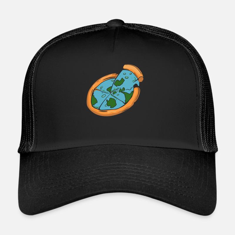 Flat Earth Society Flat Earther Pizza Lover - Trucker Cap - Schwarz/Schwarz
