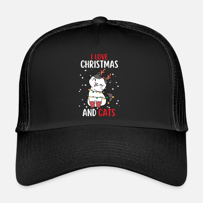 J’aime Noël et Chats Chat Noël - Casquette trucker - noir/noir