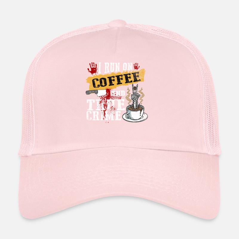 Je cours avec du café et un vrai crime Casquette trucker 