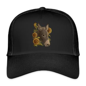 Drôle d’âne, de tournesols, d’amis ânes - Casquette trucker  - noir/noir - Devant