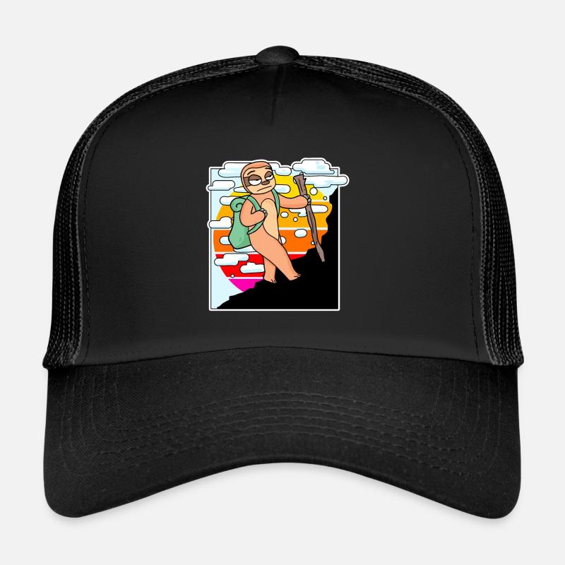 Faultier Berg Berge Berggipfel Gipfel - Trucker Cap - Schwarz/Schwarz