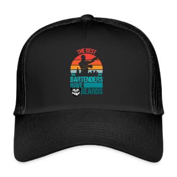 The Best Bartenders Have Beards Shirt Geschenk - Trucker Cap - Schwarz/Schwarz - Vorne