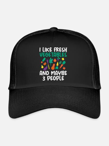 Vegetable Lover Vegetarian Gifts - Trucker Cap - black/black - Front