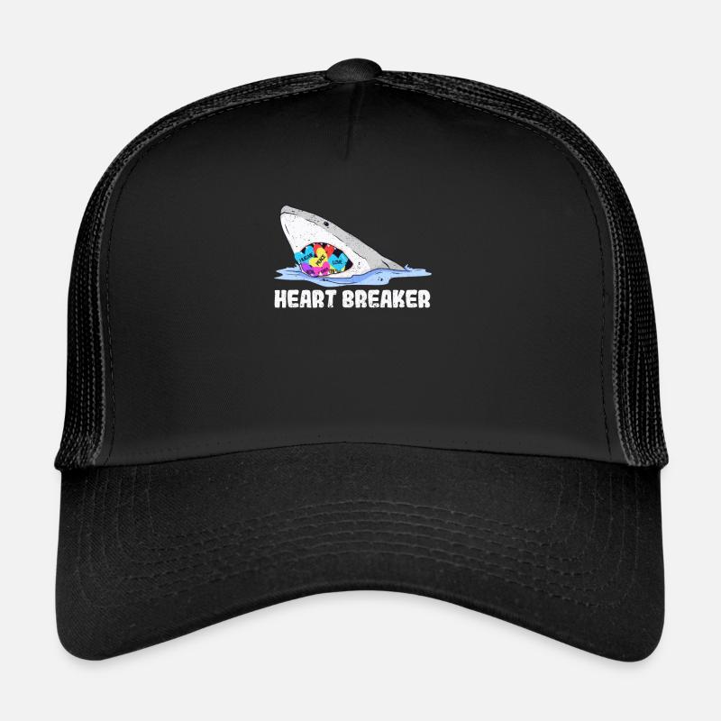 Saint-Valentin Requin Heartbreaker Drôle de cœurs Requins - Casquette trucker  - noir/noir