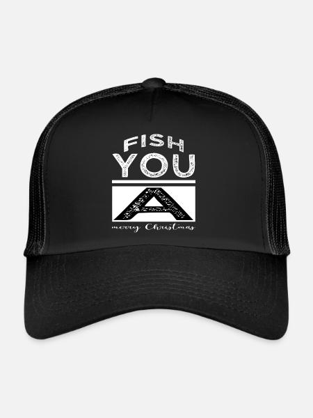 Blagues Amoureux des dinosaures Poissons Dinosaures Noël - Casquette trucker  - noir/noir - Devant