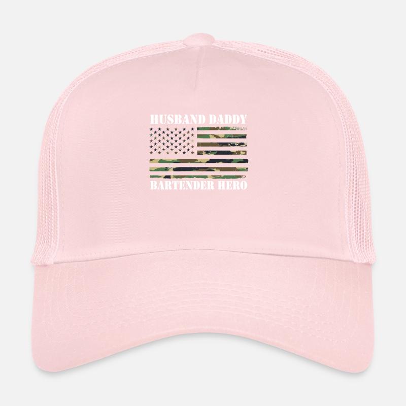 Husband Daddy Bartender Hero USA Amerika Flagge Trucker Cap