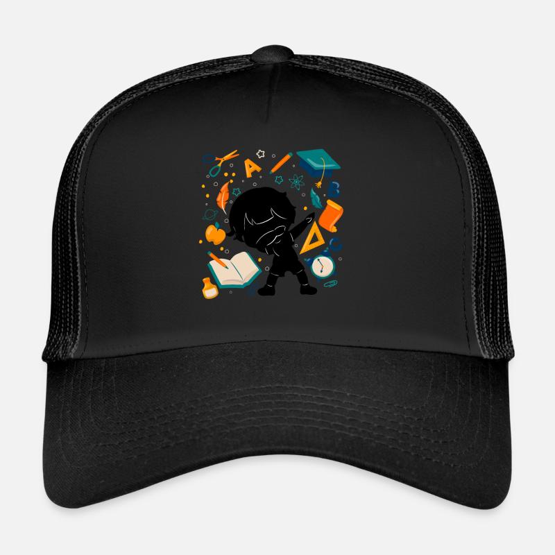 Silhouette Junge Ersten Tag Der Schule Student Trucker Cap