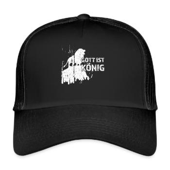 God is King Leo Jesus Faith Worship Praise - Trucker Cap - black/black - Front