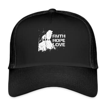 Faith Hope Love Lion Jesus Bible God Proverb - Trucker Cap - black/black - Front