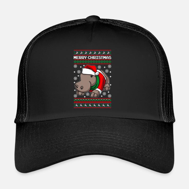 Hippopotame de Noël Joyeux Noël Hippopotame Casquette trucker 
