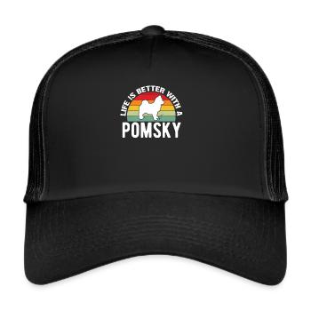 Pomsky propriétaire de chien chien race chien Pomsky - Casquette trucker  - noir/noir - Devant