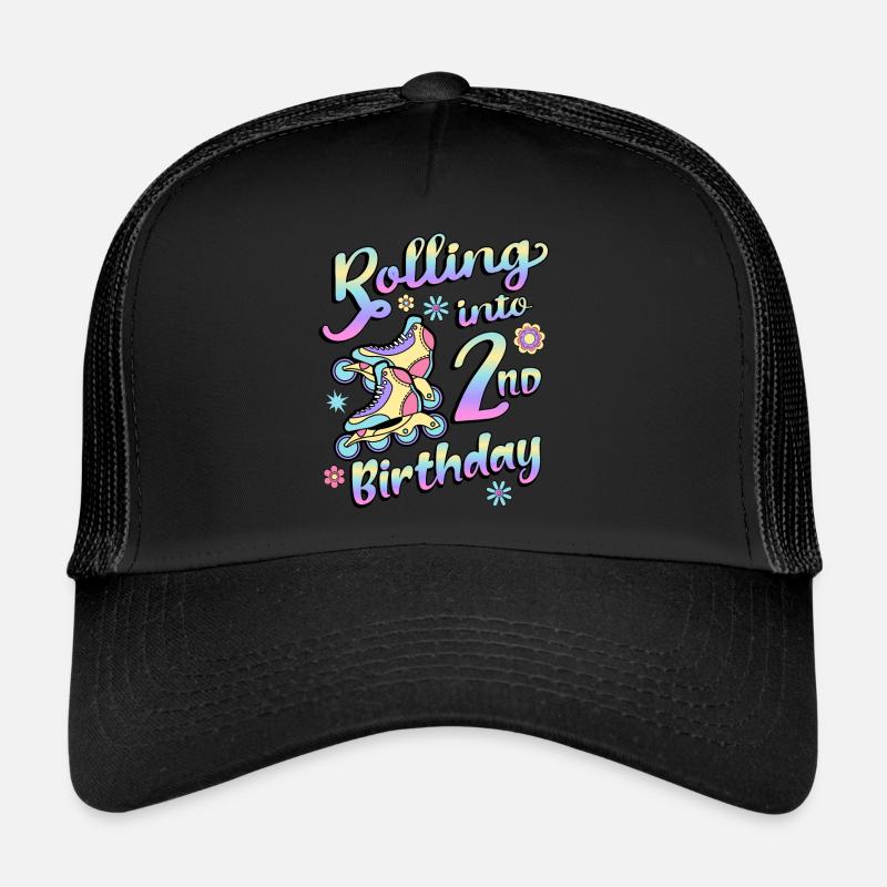 Rolling Into 2nd Birthday Roller Skater Inline Casquette trucker 