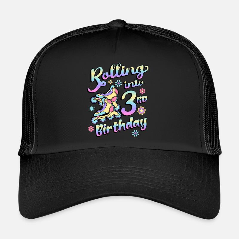 Rolling Into 3rd Birthday Roller Skater Inline Casquette trucker 